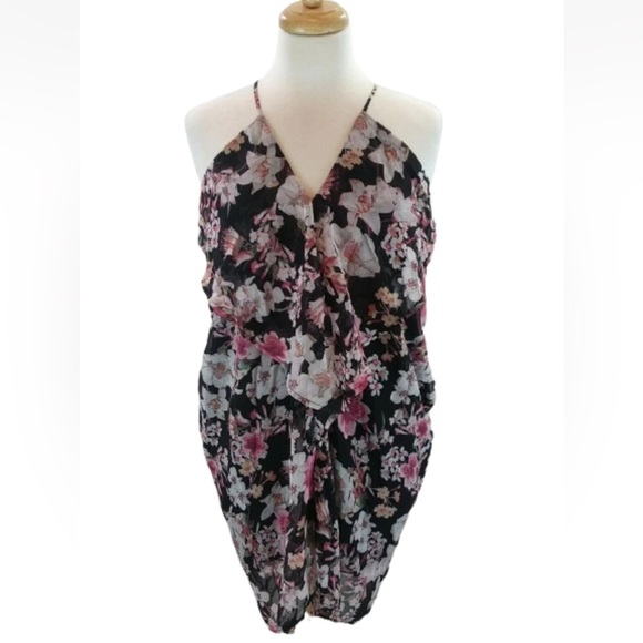 Romeo and Juliet Couture Womens Floral Print Draped Cascade Front Dress size M - Picture 5 of 11